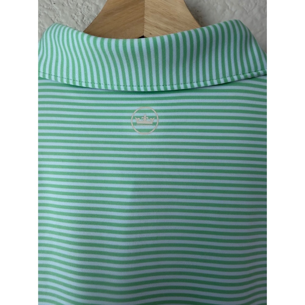 NWT Peter Millar Crown Sport Summer Comfort Polo L Green Stripe Golf UPF 50 - Picture 4 of 5